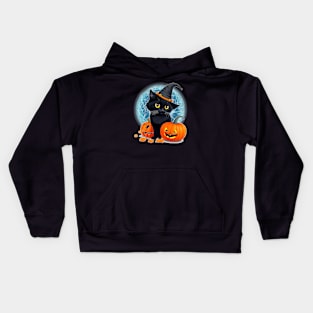 Halloween Black Cat Kids Hoodie